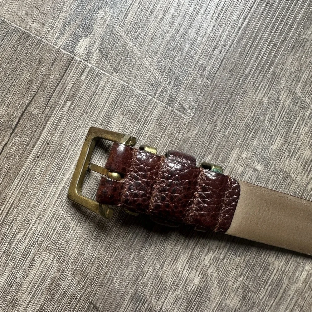 peek cloppenburg belt Pebbled Leather Red /‎ Brown With Gold Accents 110 125